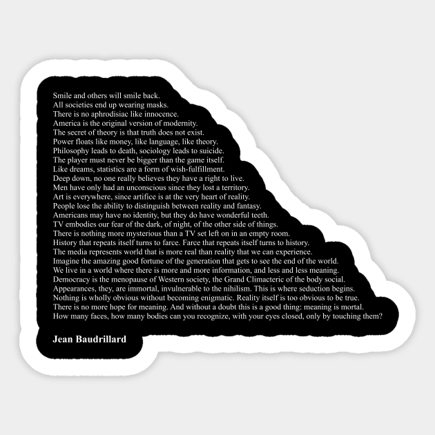 Jean Baudrillard Quotes Sticker by qqqueiru